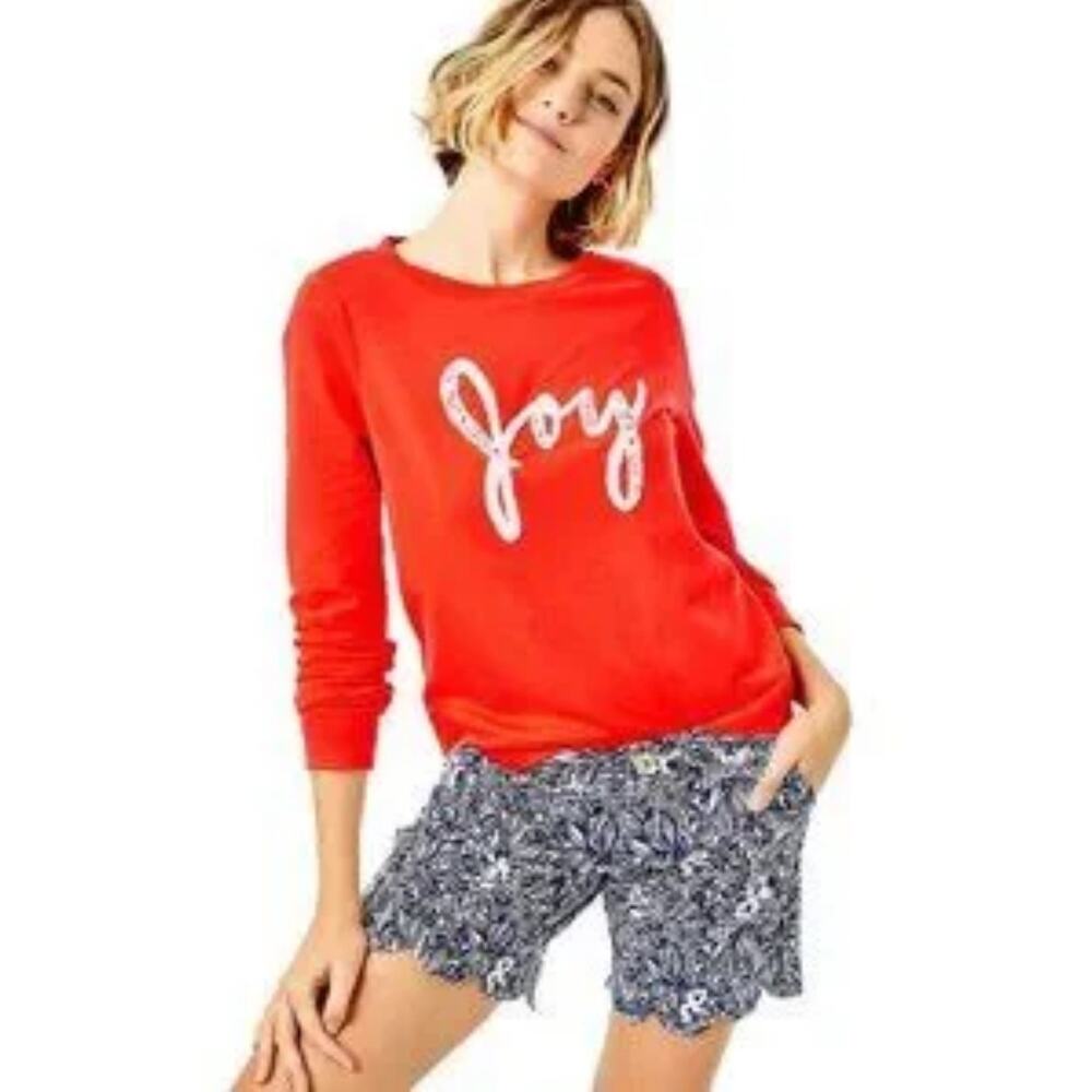 Lilly Pulitzer Rami‎ Sweatshirt Coconut "Joy" Jeweled Graphic Size Small
